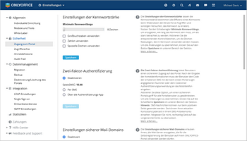 Anpassung der Sicherheitseinstellungen des Portals