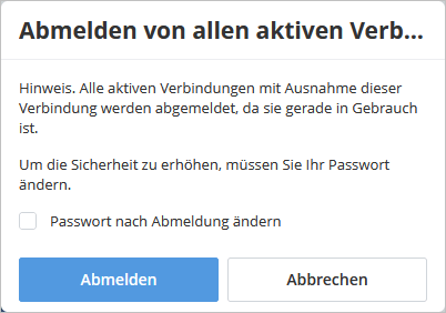 Abmelden von allen aktiven Sitzungen