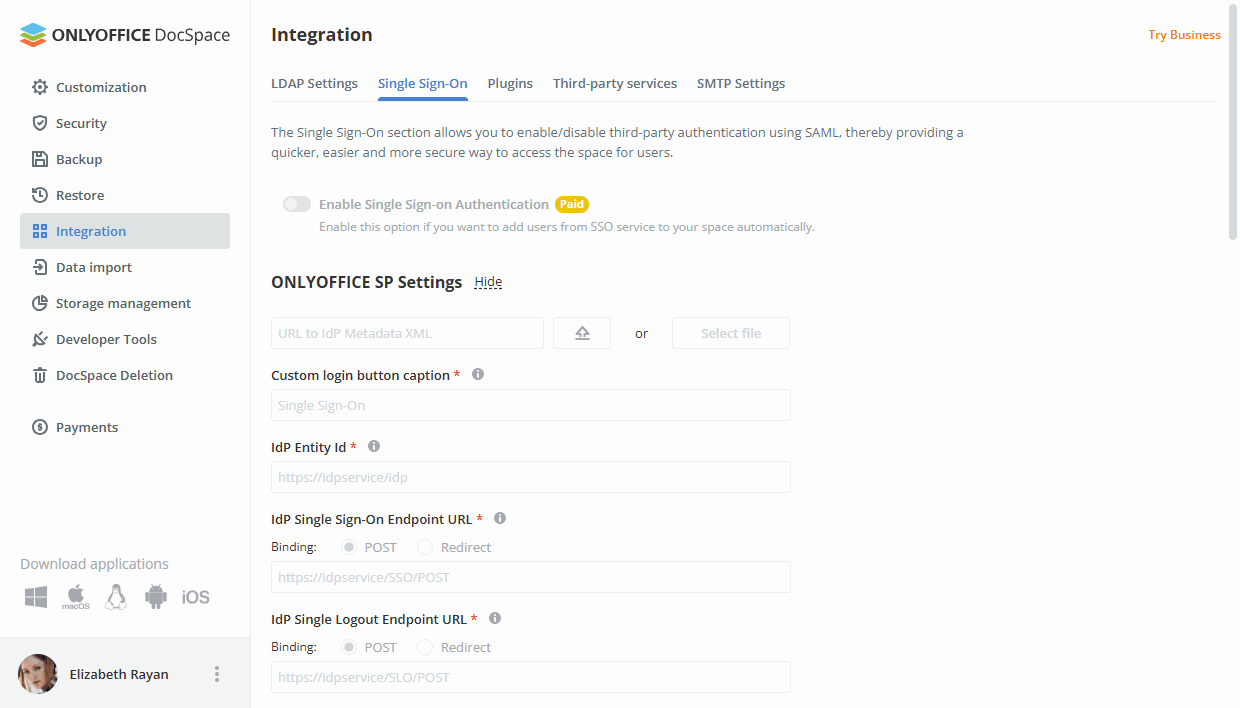 Enabling SSO Authentication