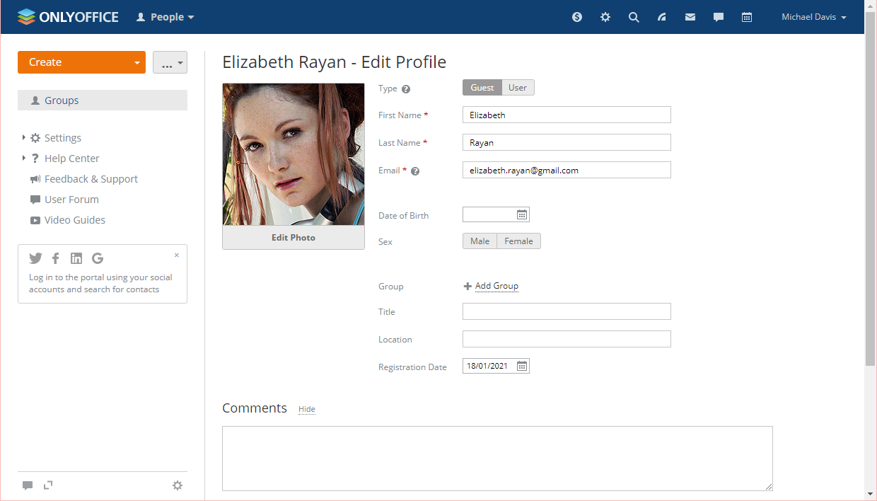 Edit profile