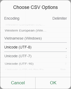 Choose CSV Options