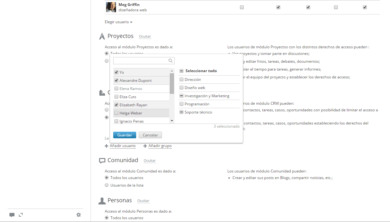 Cambiar ajustes del módulo CRM