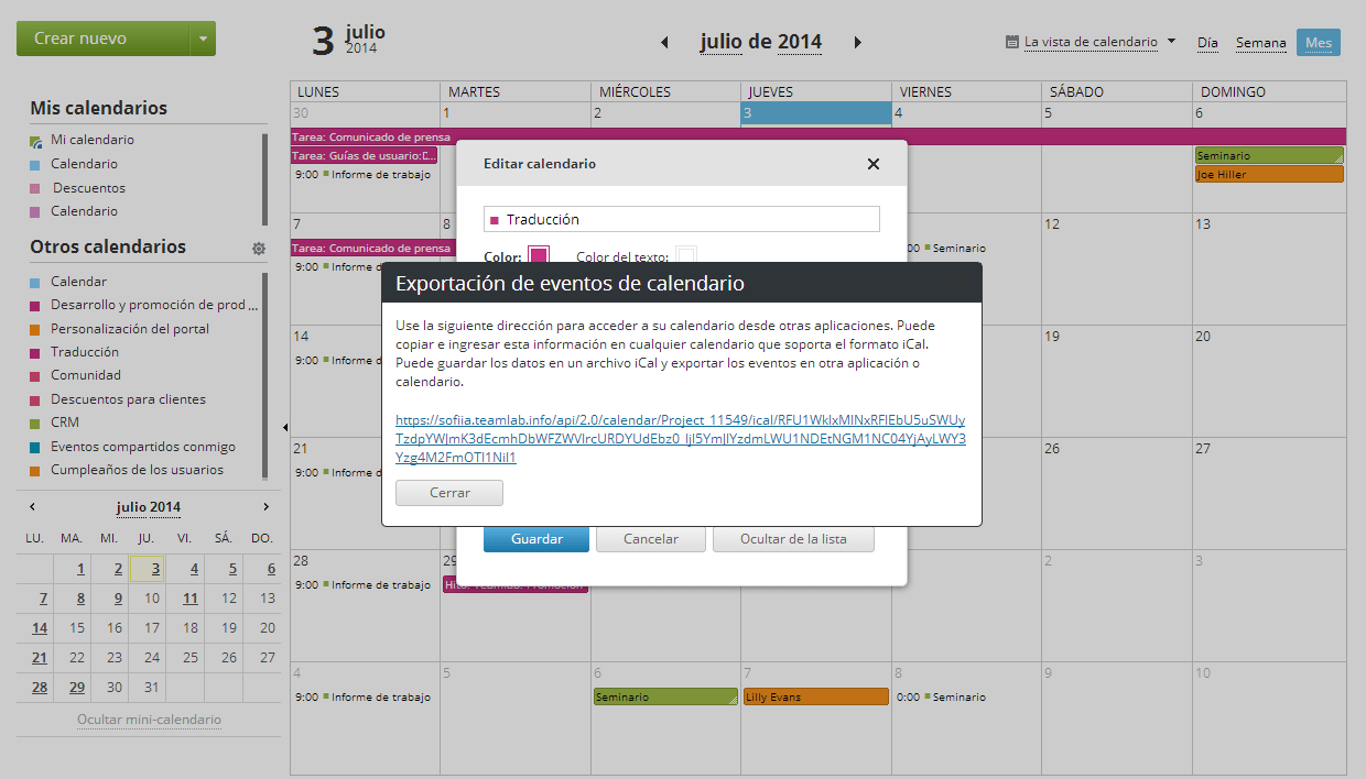 Exportar calendario