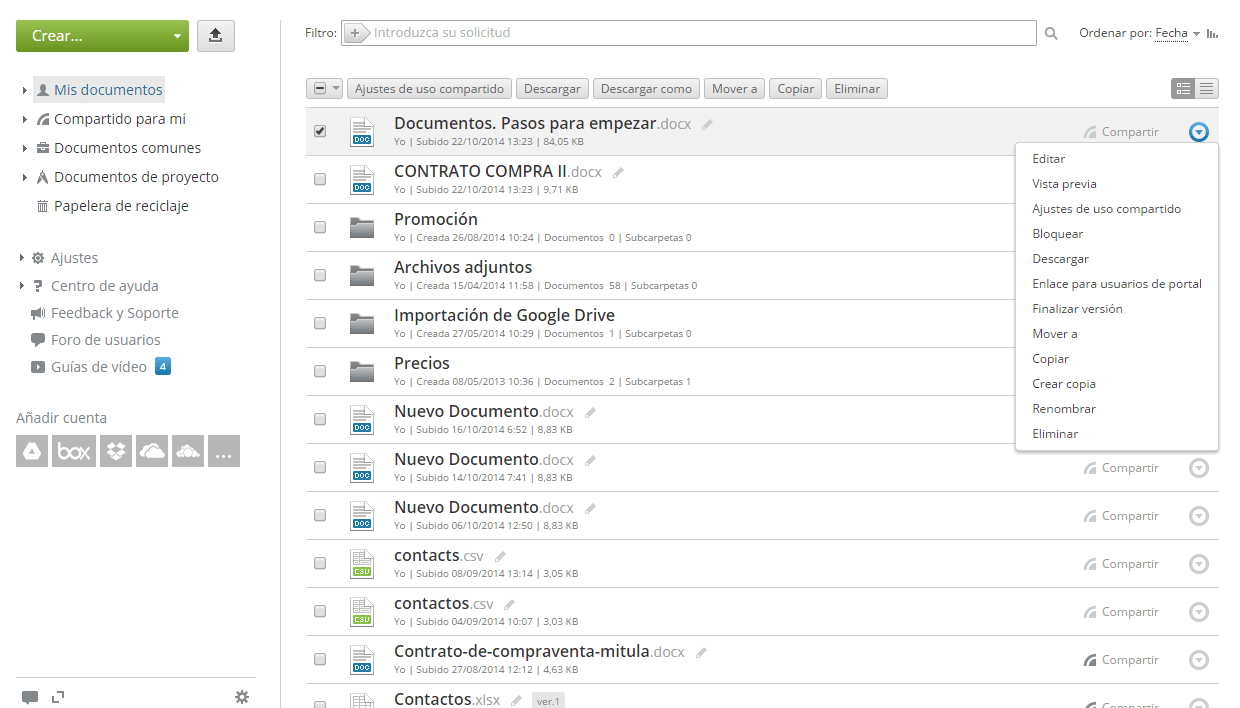 Manejar archivos