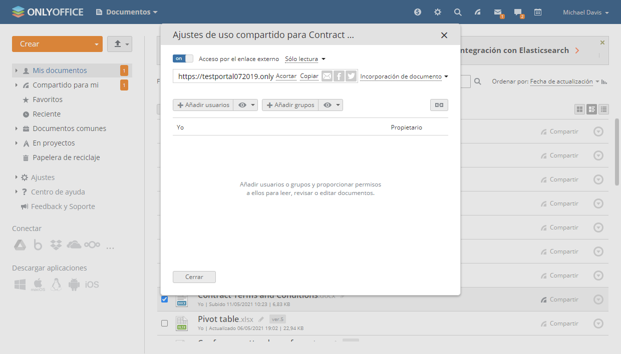 Compartir documento con personas fuera de portal