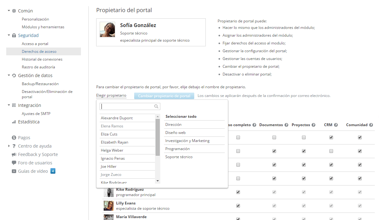Cambiar propietario de portal
