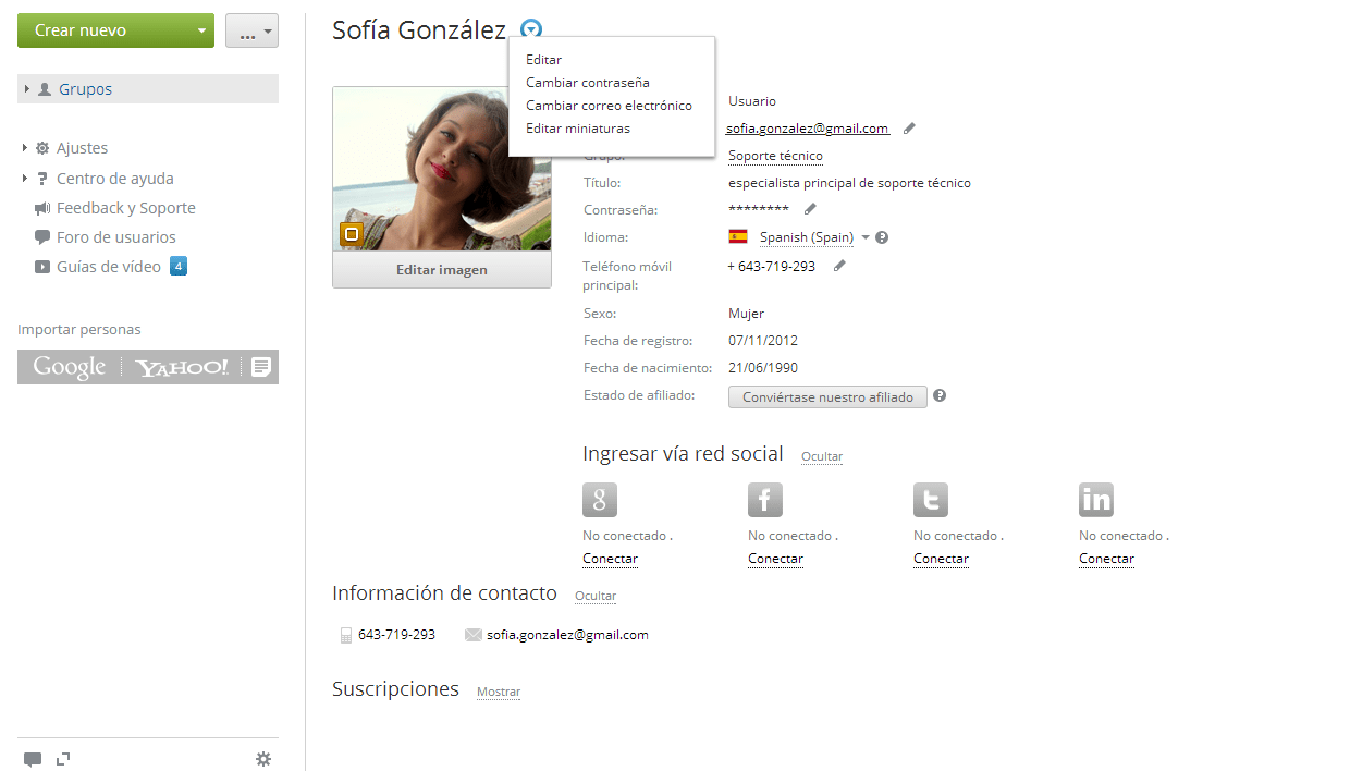 Editar perfil