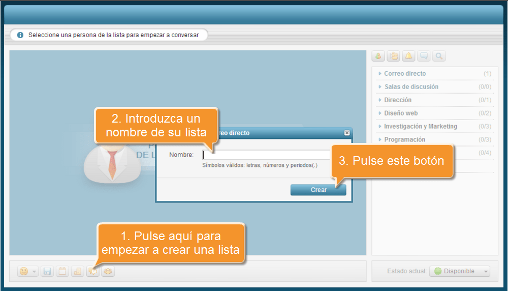 ¿Cómo crear una lista de envío en Chat? Step 2