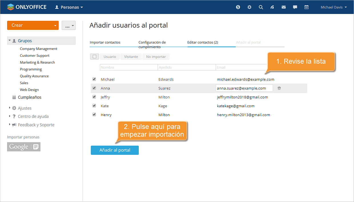 ¿Cómo añadir a usuarios usando datos de Google? Step 3