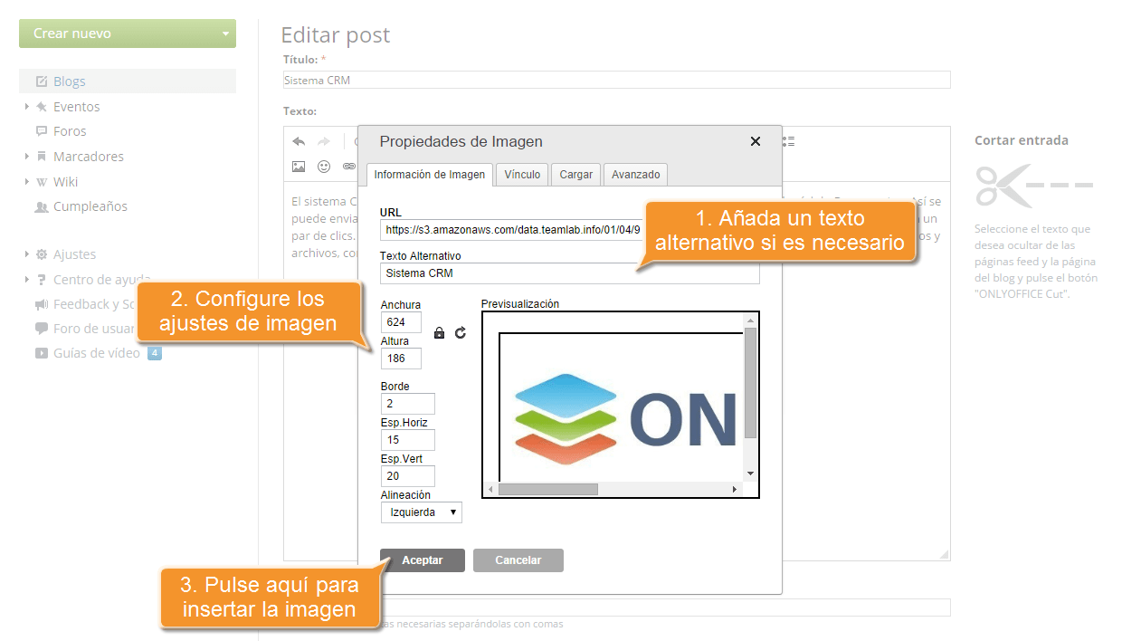 ¿Cómo insertar una imagen en su mensaje publicado? Paso 3