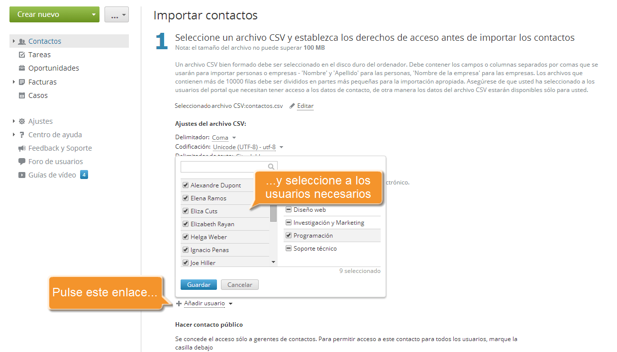 ¿Cómo añadir contactos a CRM al por mayor? Step 5