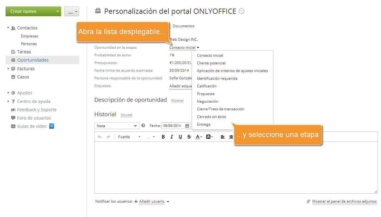 ¿Cómo seguir sus ventas potenciales? Step 3
