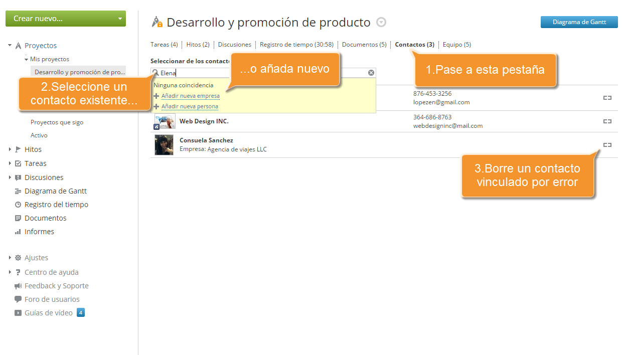 ¿Cómo vincular su proyecto con un contacto CRM? Step 3