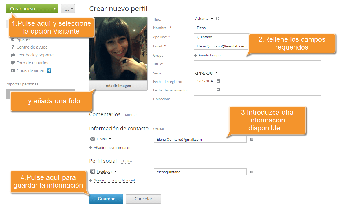 ¿Cómo invitar a visitantes a su oficina online? Create a new guest