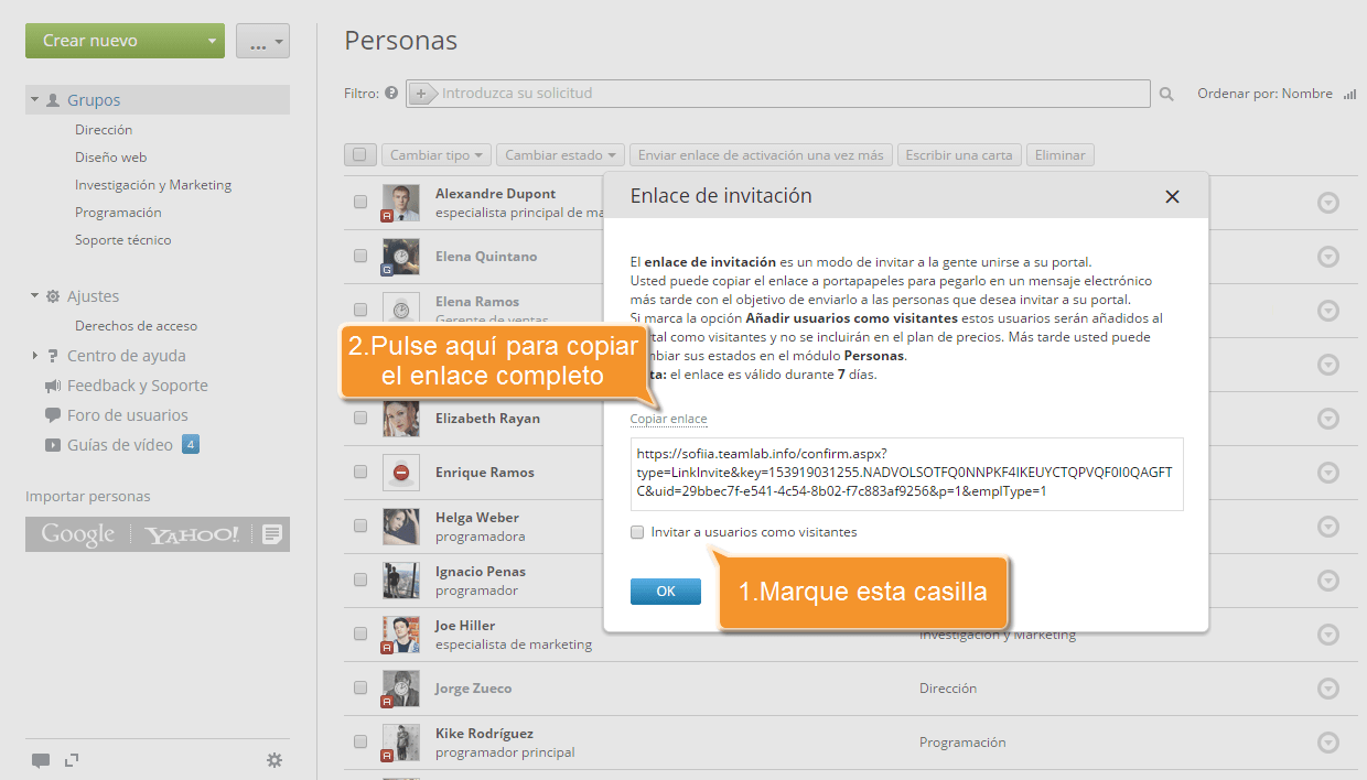 ¿Cómo invitar a visitantes a su oficina online? Invite guests