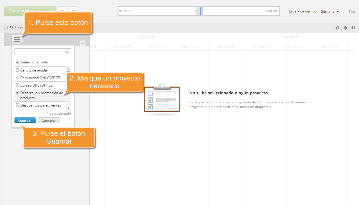 ¿Cómo manejar su proyecto usando el diagrama de Gantt? Paso 2