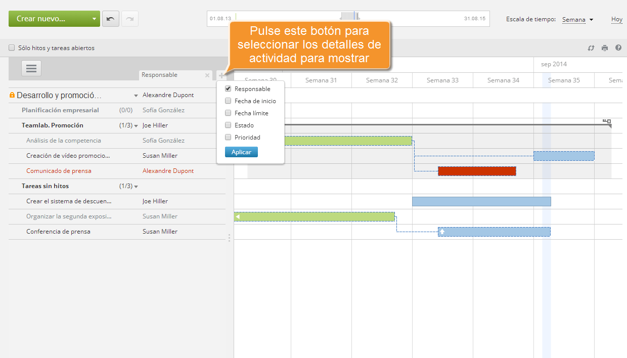 ¿Cómo manejar su proyecto usando el diagrama de Gantt? Paso 3
