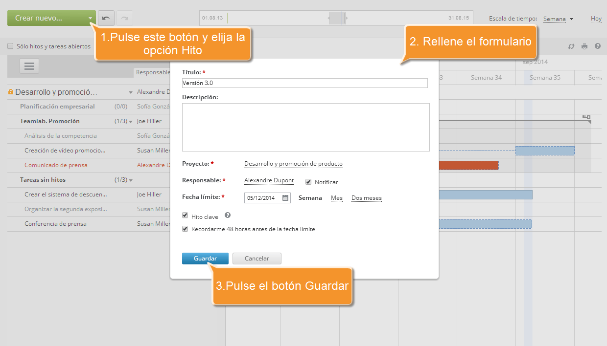 ¿Cómo manejar su proyecto usando el diagrama de Gantt? Paso 4