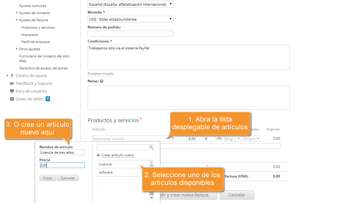 ¿Cómo crear facturas para sus clientes? Paso 6