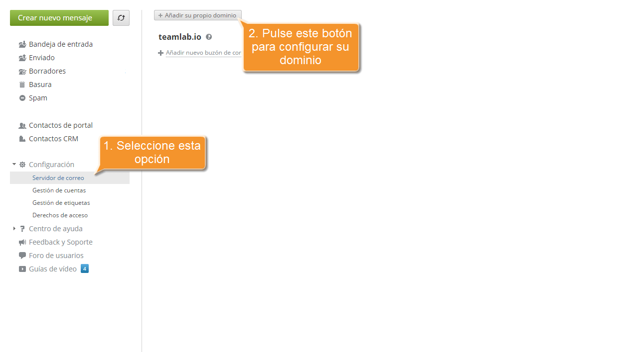 ¿Cómo configurar el servidor de correo en el portal? Paso 2