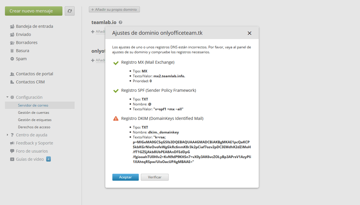 ¿Cómo configurar el servidor de correo en el portal? Paso 2