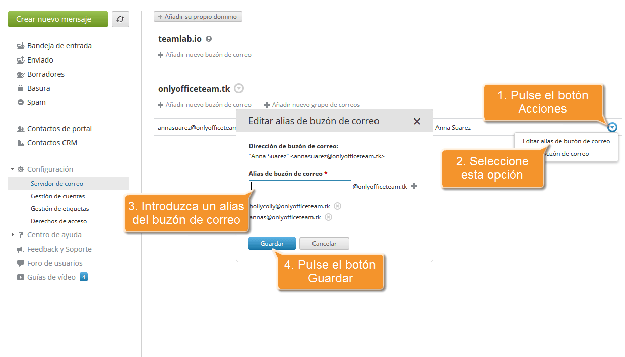 ¿Cómo configurar el servidor de correo en el portal? Paso 3
