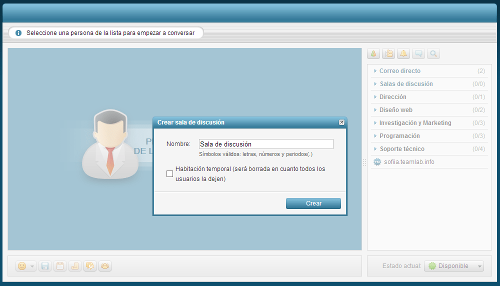 ¿Cómo crear una sala de discusión en Chat? Step 2