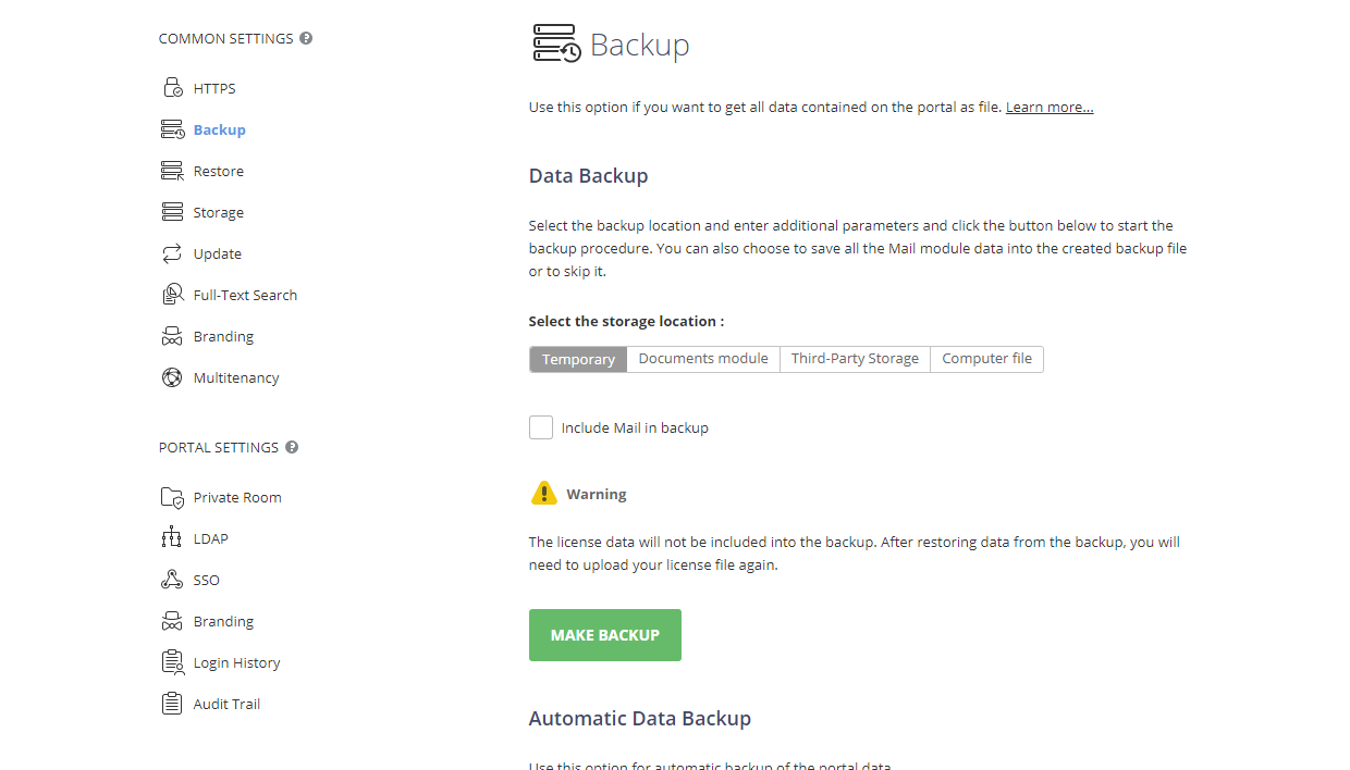 Creating Backup manually