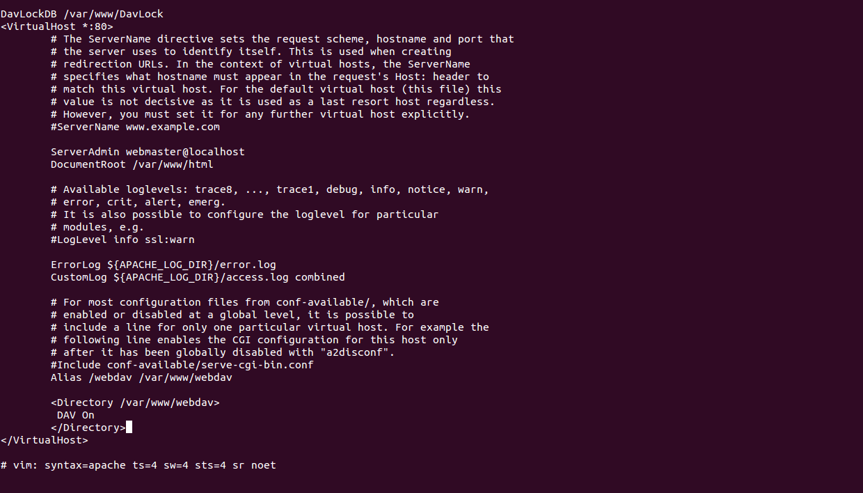 Edit the Apache configuration file