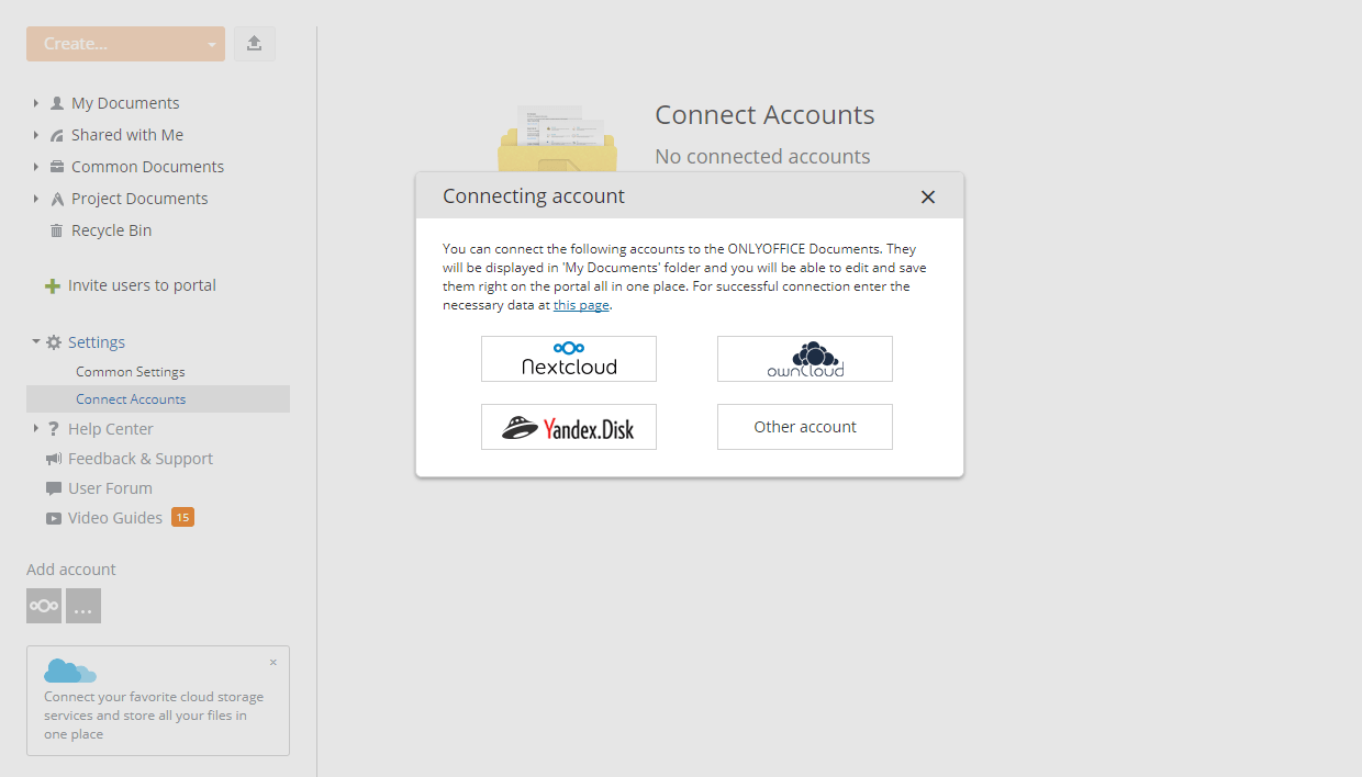 Connecting account