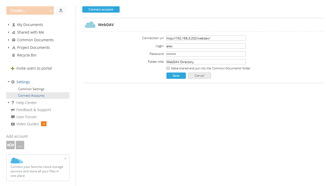 Connecting account