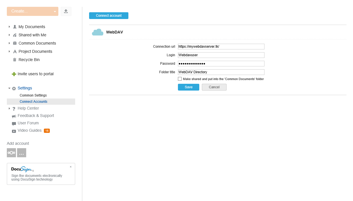 Connecting account