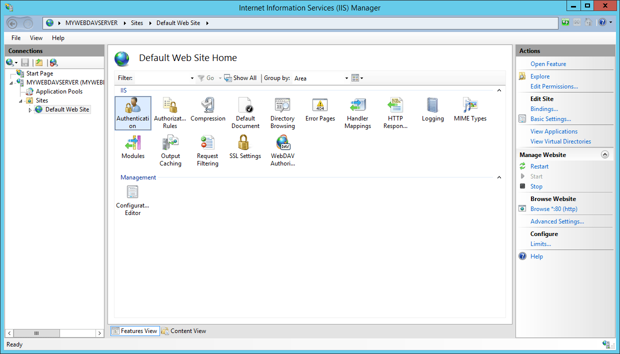 IIS Manager - Authentication