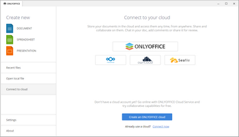 Connect to cloud tab