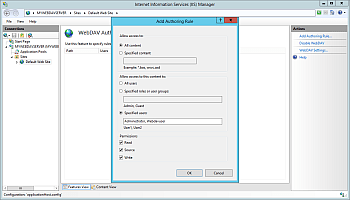 IIS Manager - WebDAV Authoring Rules
