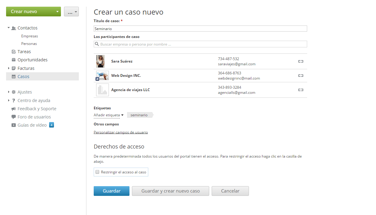 Añadir caso
