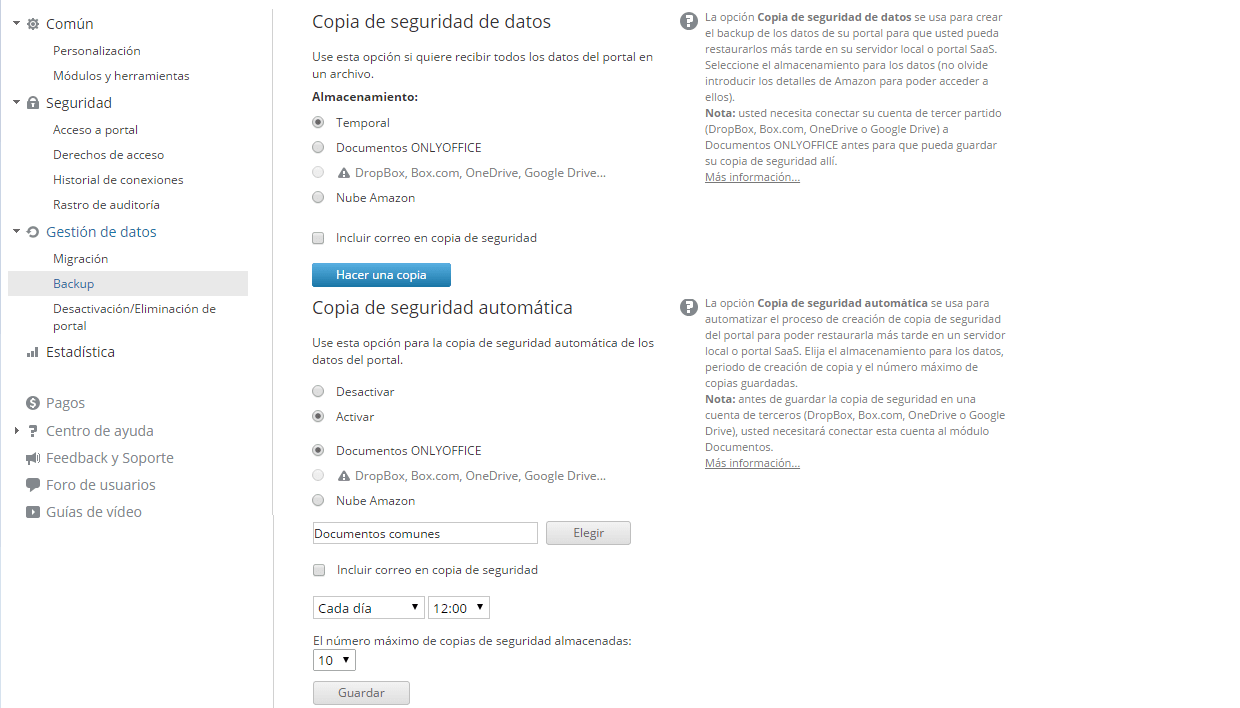 Creación de Backup