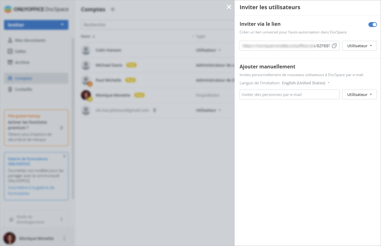 Lien d'invitation