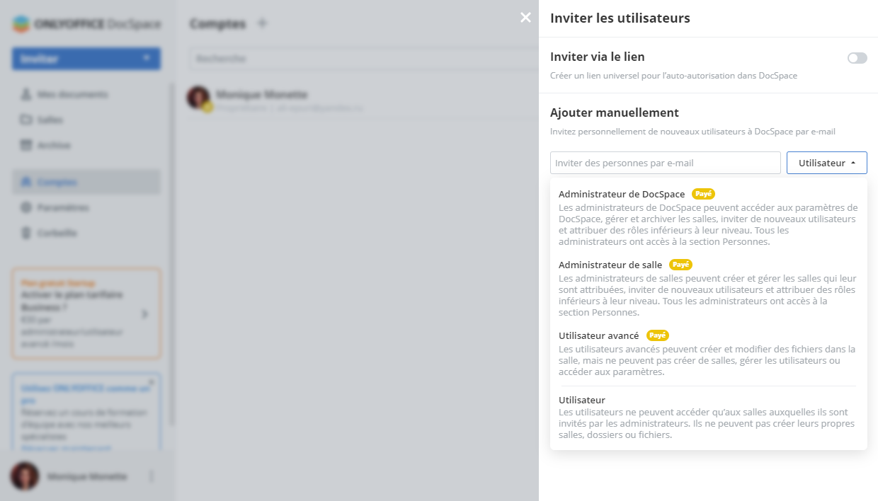 Type d'utilisateur