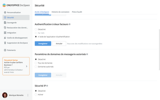 Activation d'authentification unique