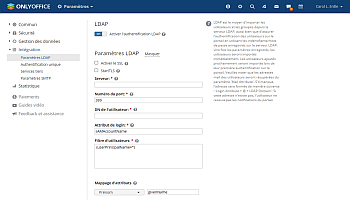 Paramètres LDAP - Page principale