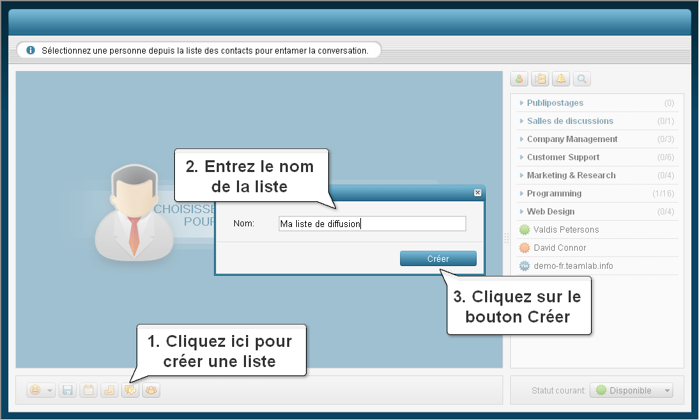 Comment créer une liste de diffusion ? Etape 2