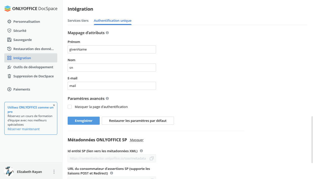 Activer l'authentification unique (SSO) dans DocSpace
