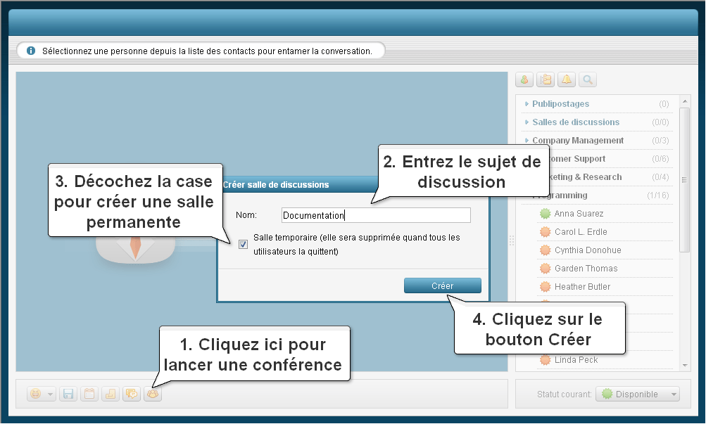 Comment créer une salle de discussion ? Etape 2
