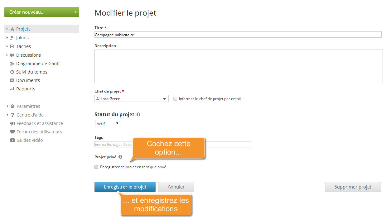 Comment restreindre l'accès à votre projet ? Etape 3