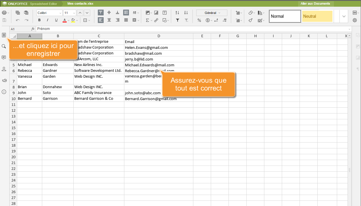 Comment créer un fichier CSV ? Etape 2
