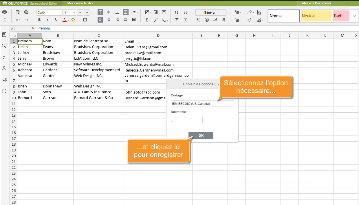 Comment créer un fichier CSV ? Etape 4