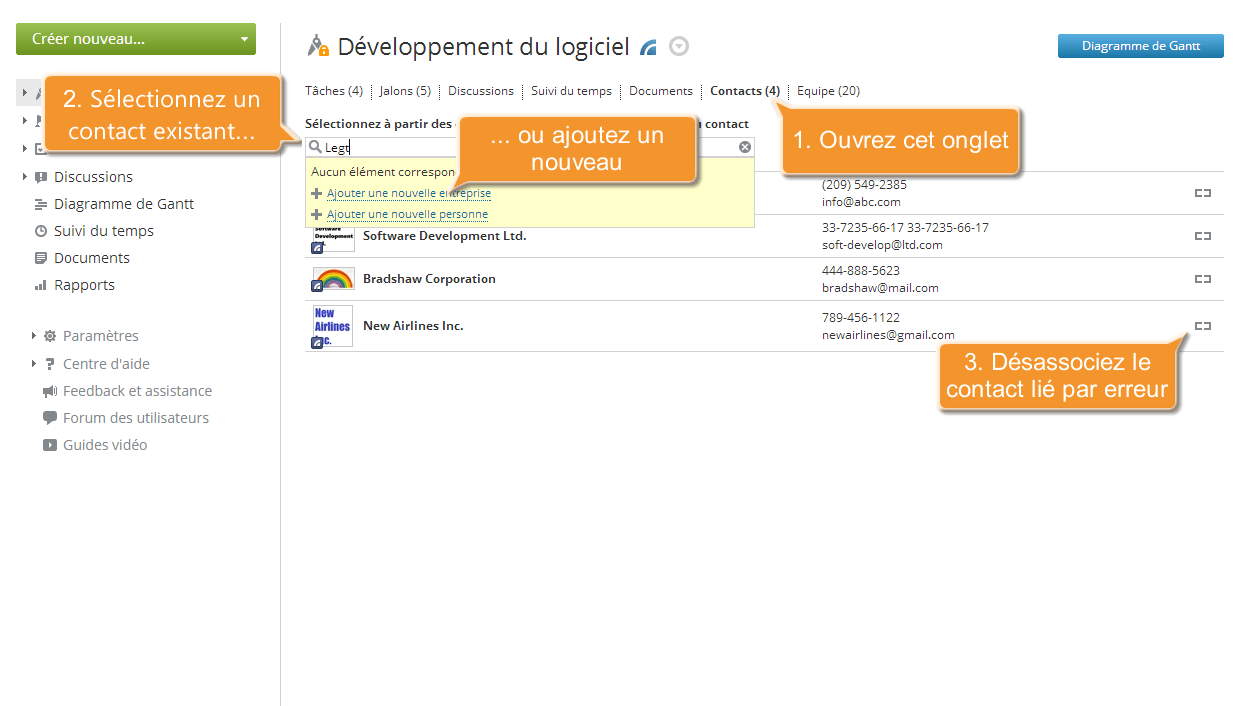 Comment lier votre projet avec un contact CRM ? Etape 3