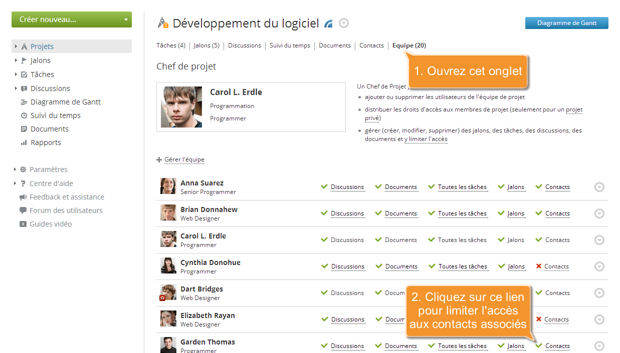 Comment lier votre projet avec un contact CRM ? Etape 4