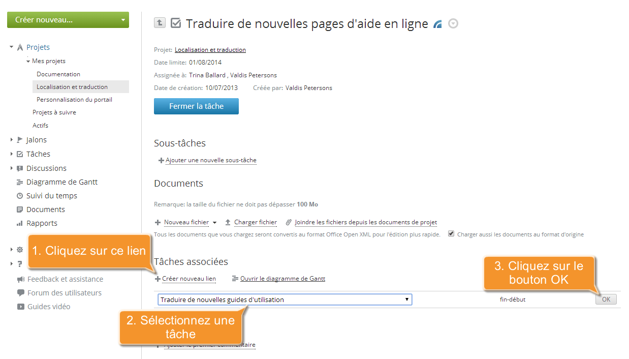 Comment lier les tâches de votre projet ? Etape 3
